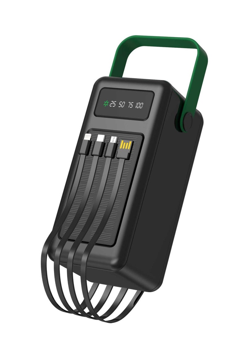 جرين ليون بنك طاقة 80000mAh، شاحن محمول يعمل بالطاقة الشمسية، حزمة بطارية بشحن سريع مع USB-C و USB-A و Lightning و Micro USB، شاحن شمسى محمول متوافق مع iPhone 17-12 Series، سامسونج، iPad، AirPods، Switch، شاومي - Image 1